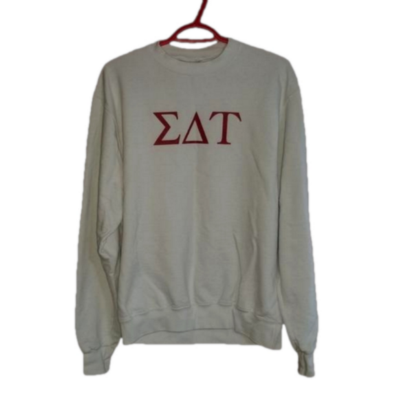 Champion Sweaters - Champion ECO White And Red Crewneck Sweater Signa Delta Tau Cornell Size Medium